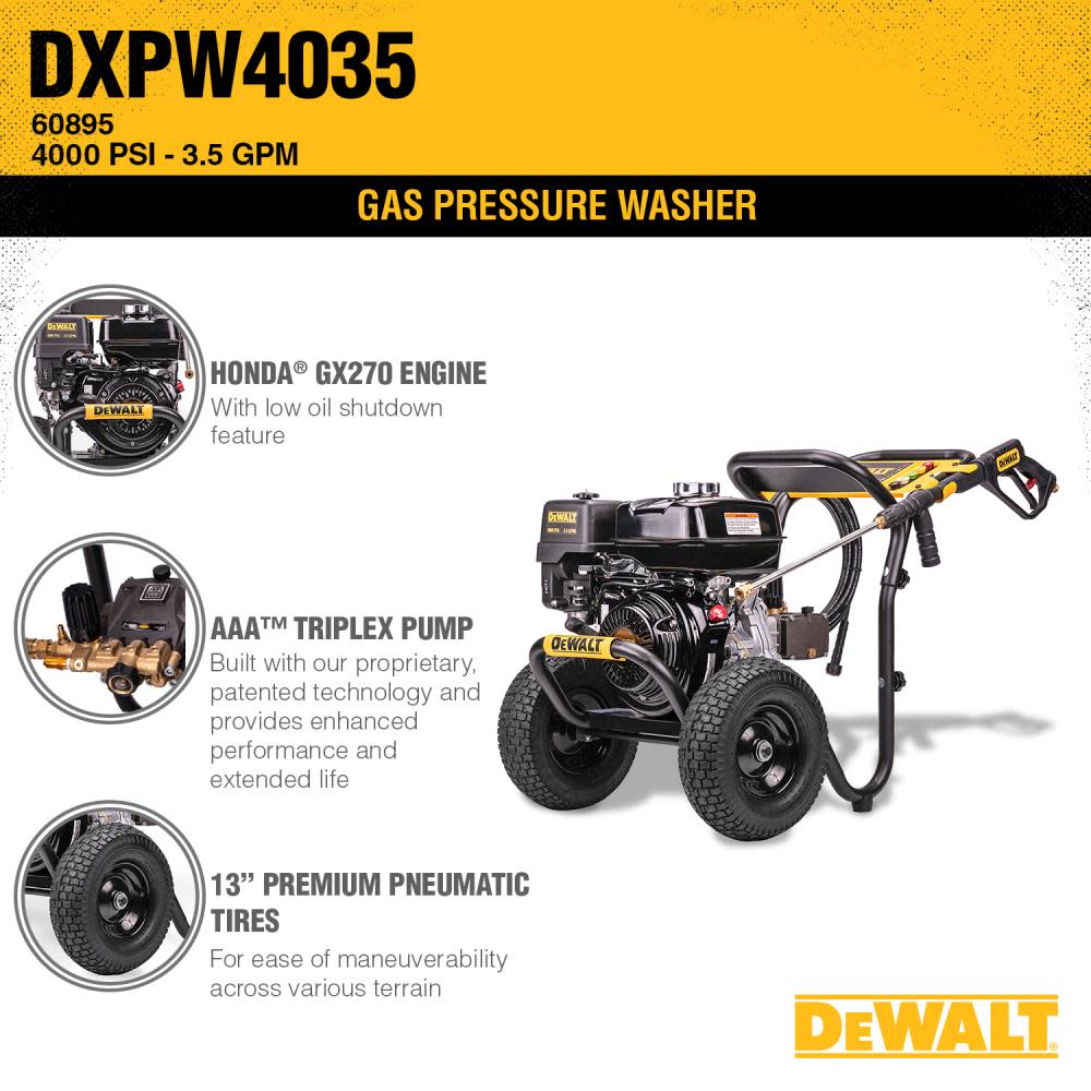 Professional Gas Pressure Washer 4000 PSI at 35 GPM with AAA Triplex Plunger Pump Cold Water 49 State