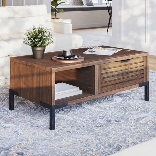 Bme Sideboard Premium Solid Wood Buffet Cabinet with Storage, Pre-Assembled 3 Drawers & 2 Doors, Rustic Chestnut, 55 inch, Chesnut