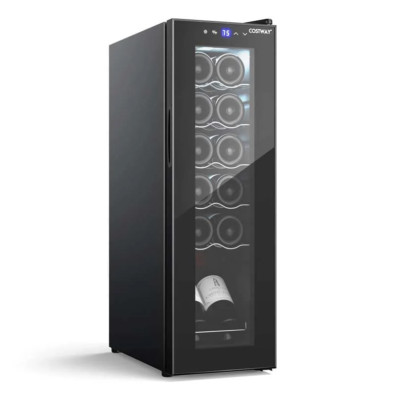 12 Bottle Wine Cooler Refrigerator, 10 Inch Mini Wine Cellar Freestanding or Built in Wine Fridge