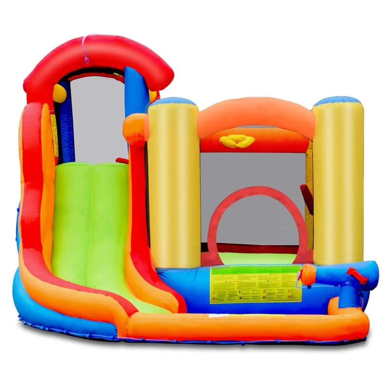 6 in 1 Kids Water Slide Bouncy Castle Inflatable Water Bounce House with Trampoline, 740W Air Blower