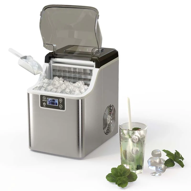 40LBS/24H Portable Ice Maker Countertop Ice Machine with Top Inlet Hole & Self Clean Function