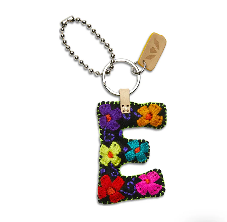 BLACK FELT INITIAL KEYCHAIN