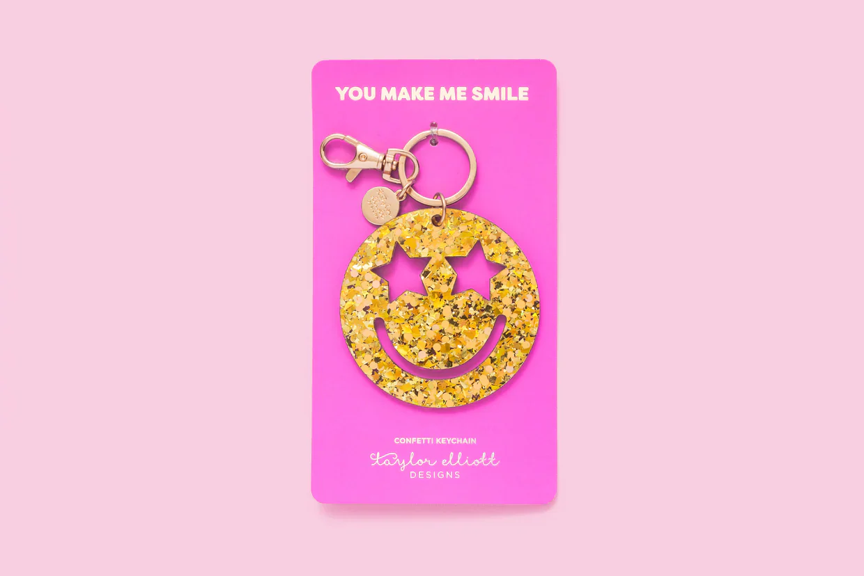 SMILEY STARS CONFETTI KEYCHAIN