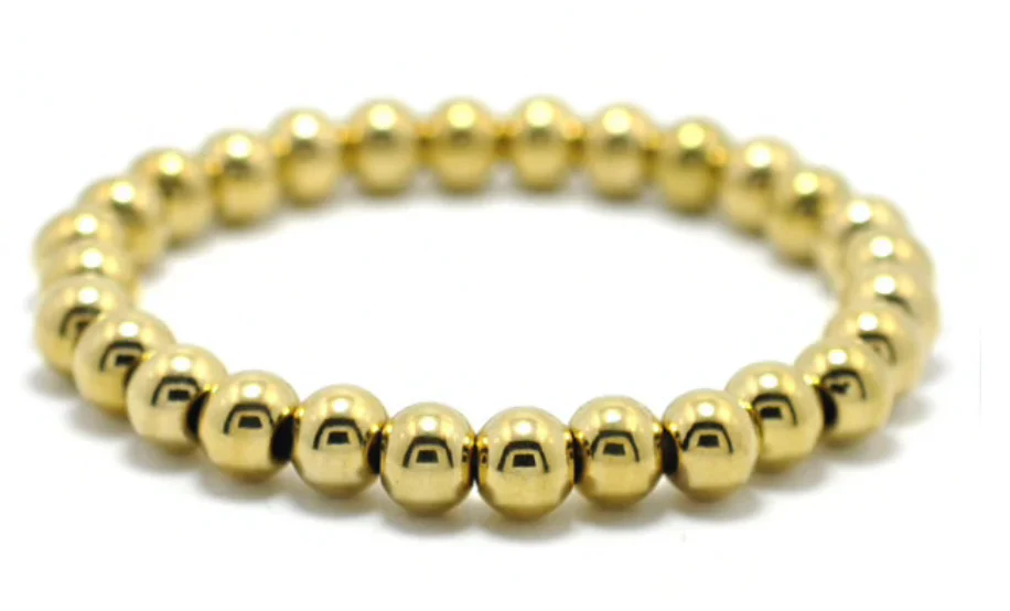 8MM GOLD BALL STRETCH BRACELET