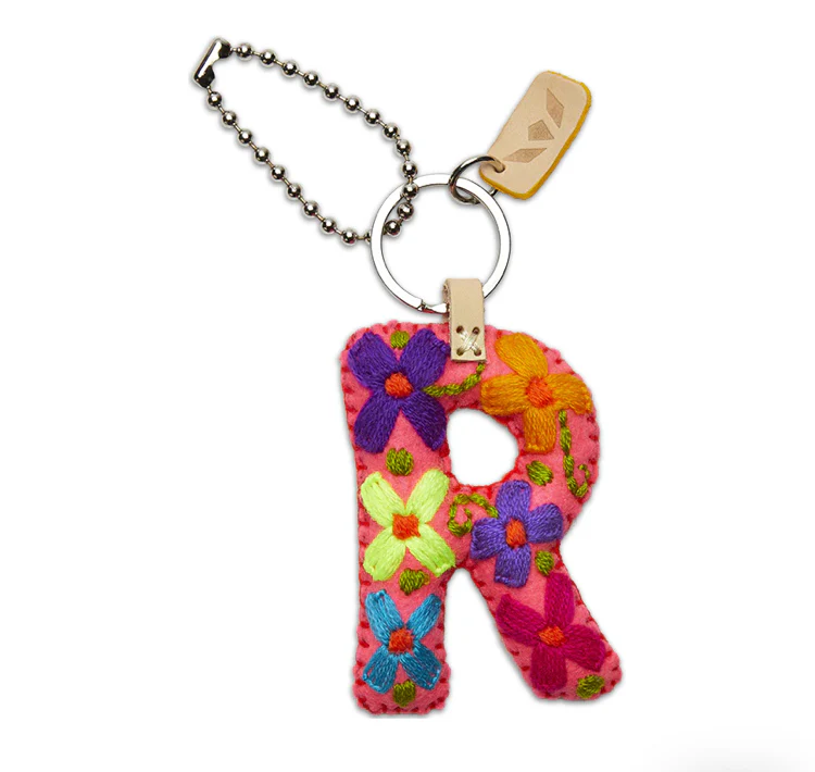 PINK FELT INITIAL KEYCHAIN