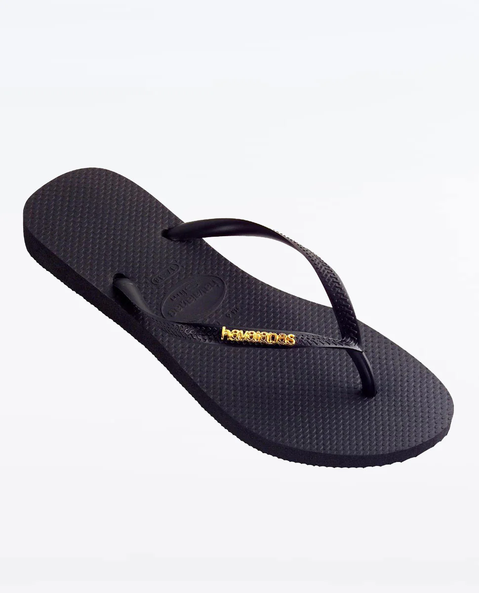 SLIM LOGO METALLIC SANDAL-BLACK