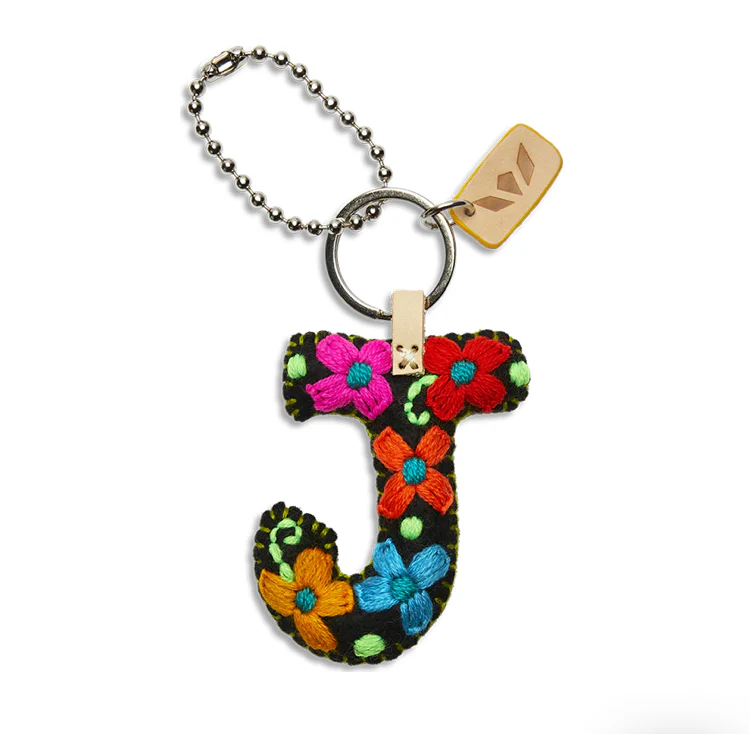 BLACK FELT INITIAL KEYCHAIN