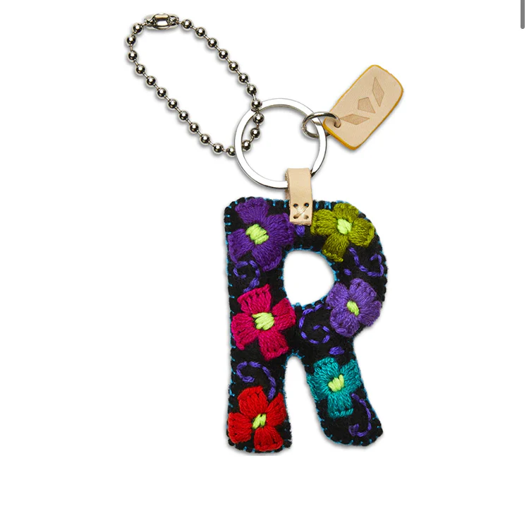 BLACK FELT INITIAL KEYCHAIN