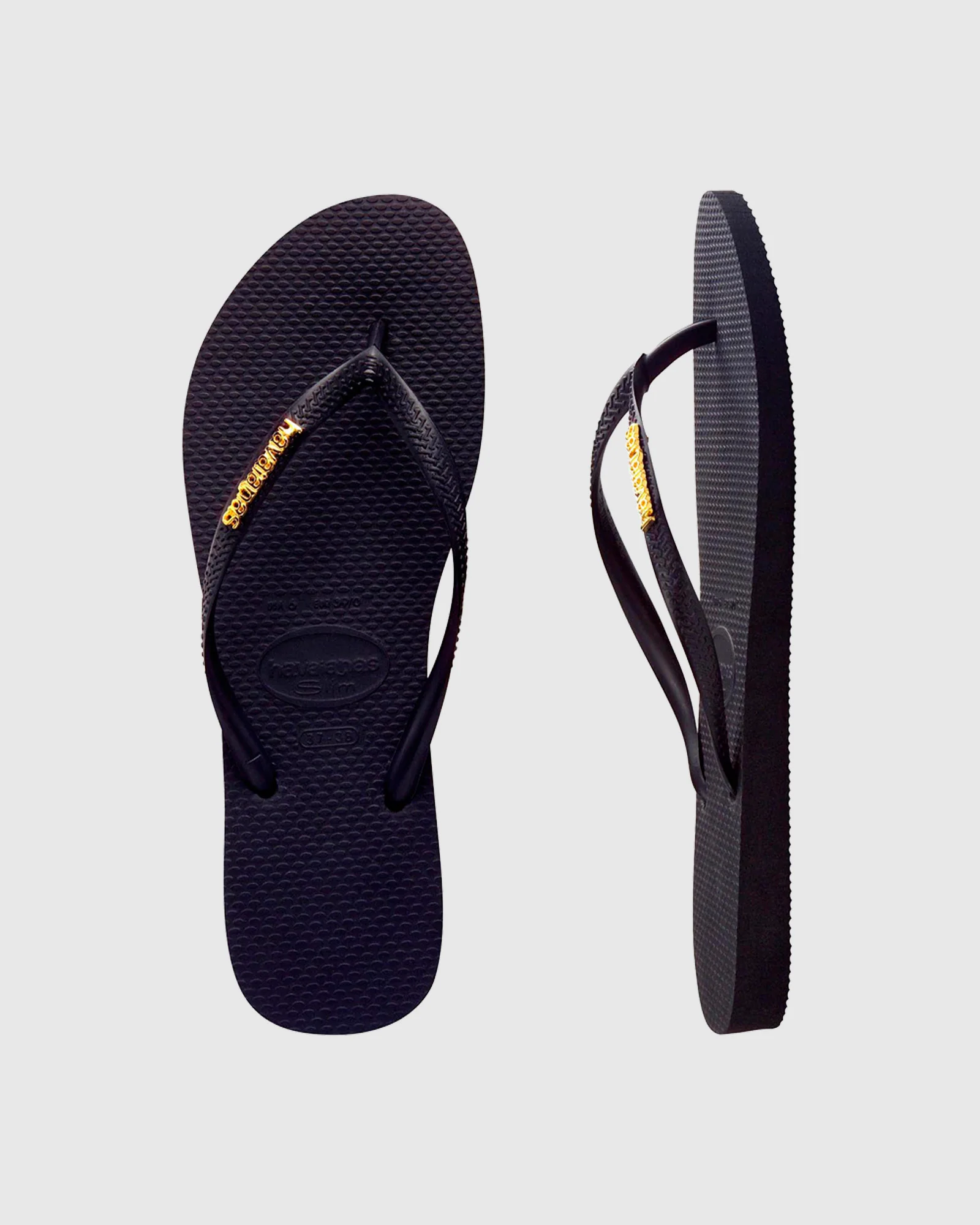 SLIM LOGO METALLIC SANDAL-BLACK