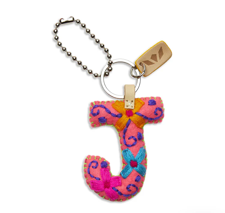 PINK FELT INITIAL KEYCHAIN