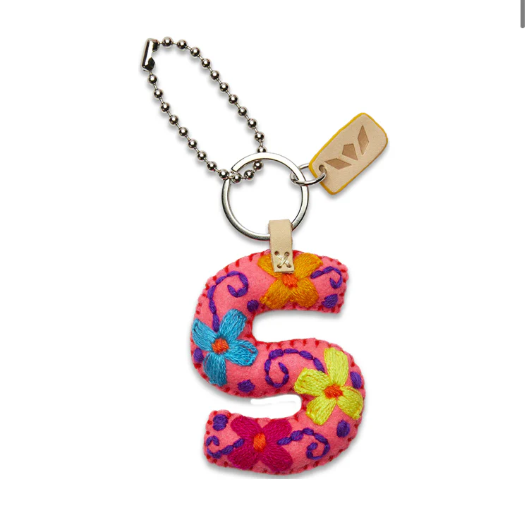 PINK FELT INITIAL KEYCHAIN