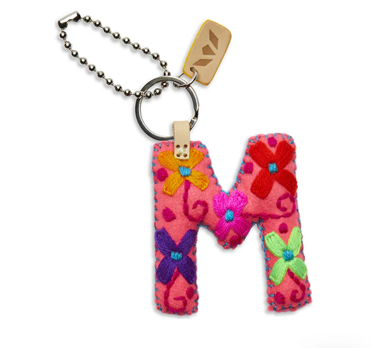 PINK FELT INITIAL KEYCHAIN