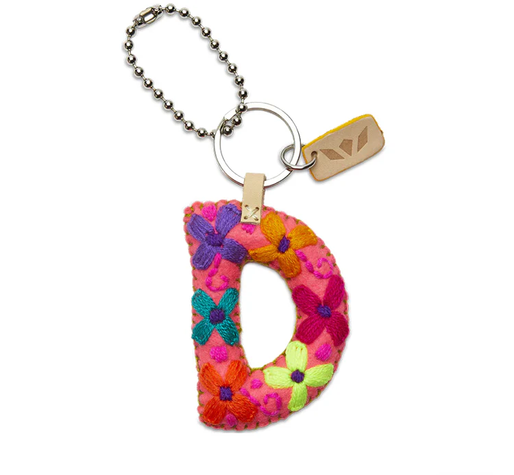 PINK FELT INITIAL KEYCHAIN