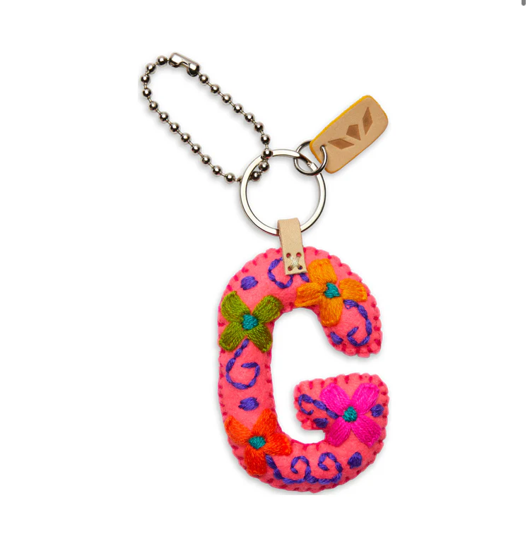 PINK FELT INITIAL KEYCHAIN