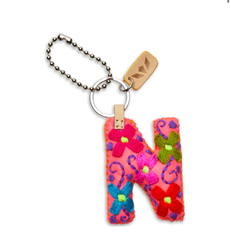 PINK FELT INITIAL KEYCHAIN