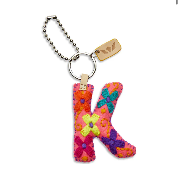 PINK FELT INITIAL KEYCHAIN