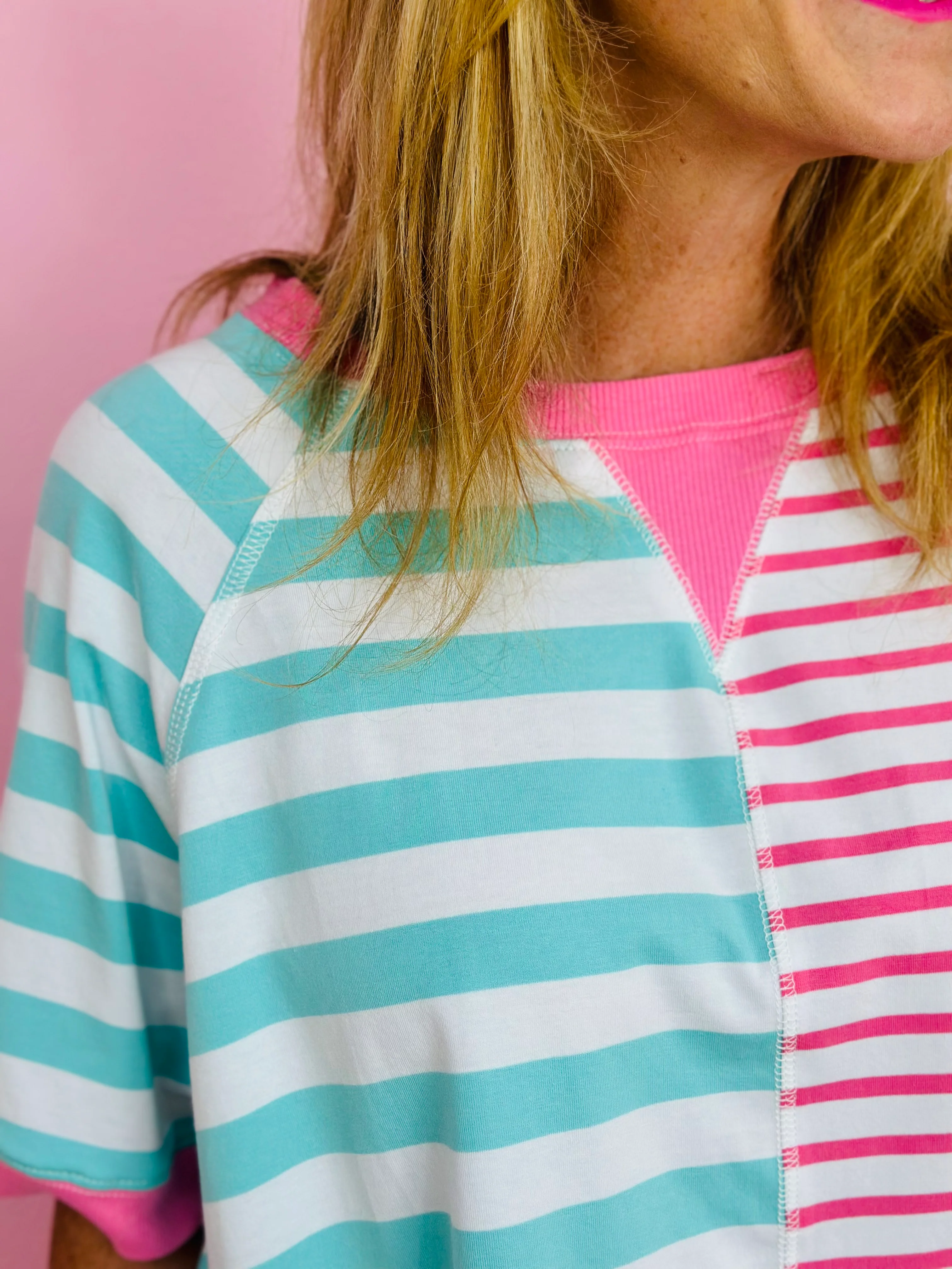 ADDIE TOP-PINK/TURQ