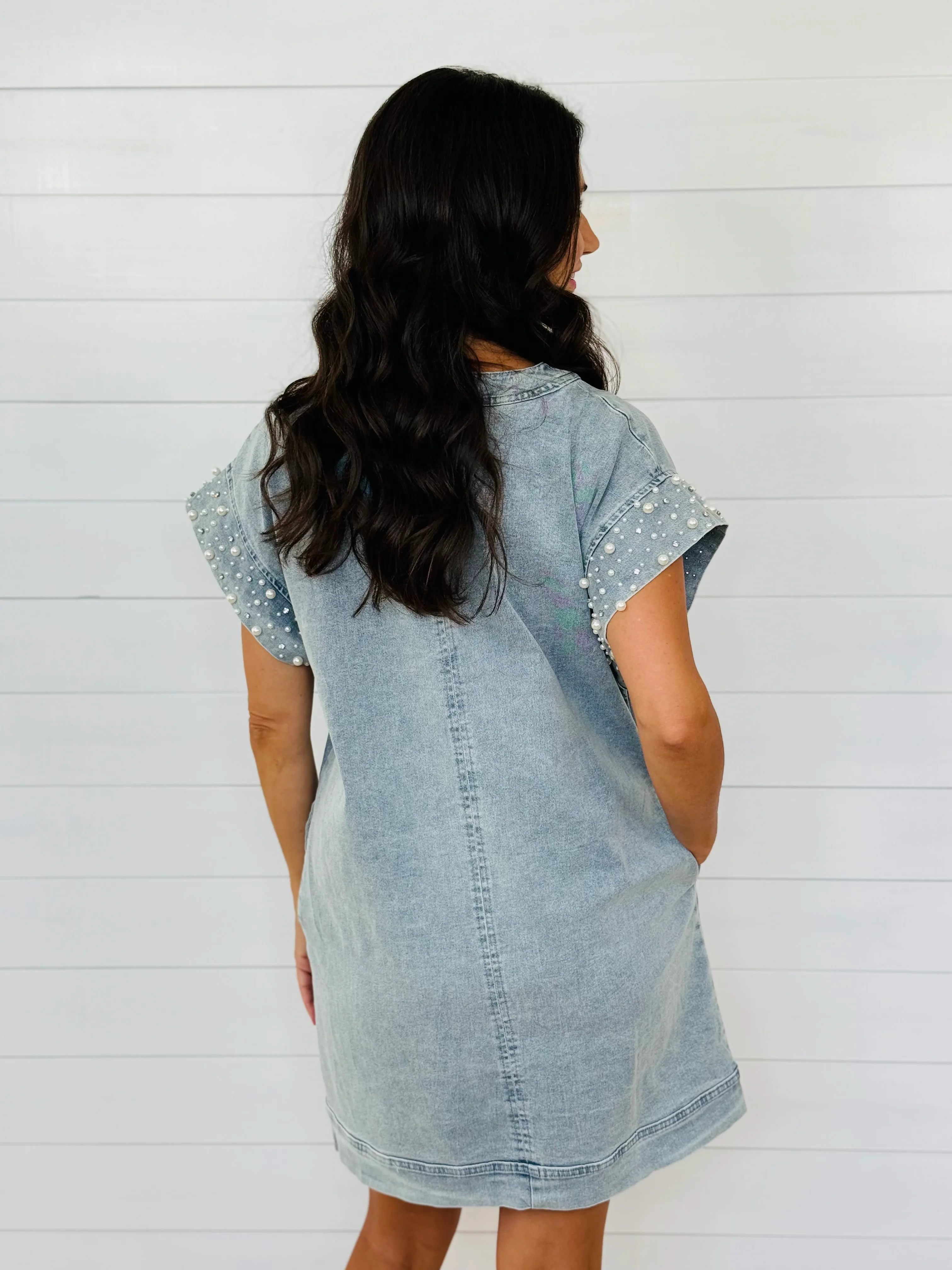 DENIM & PEARLS DRESS