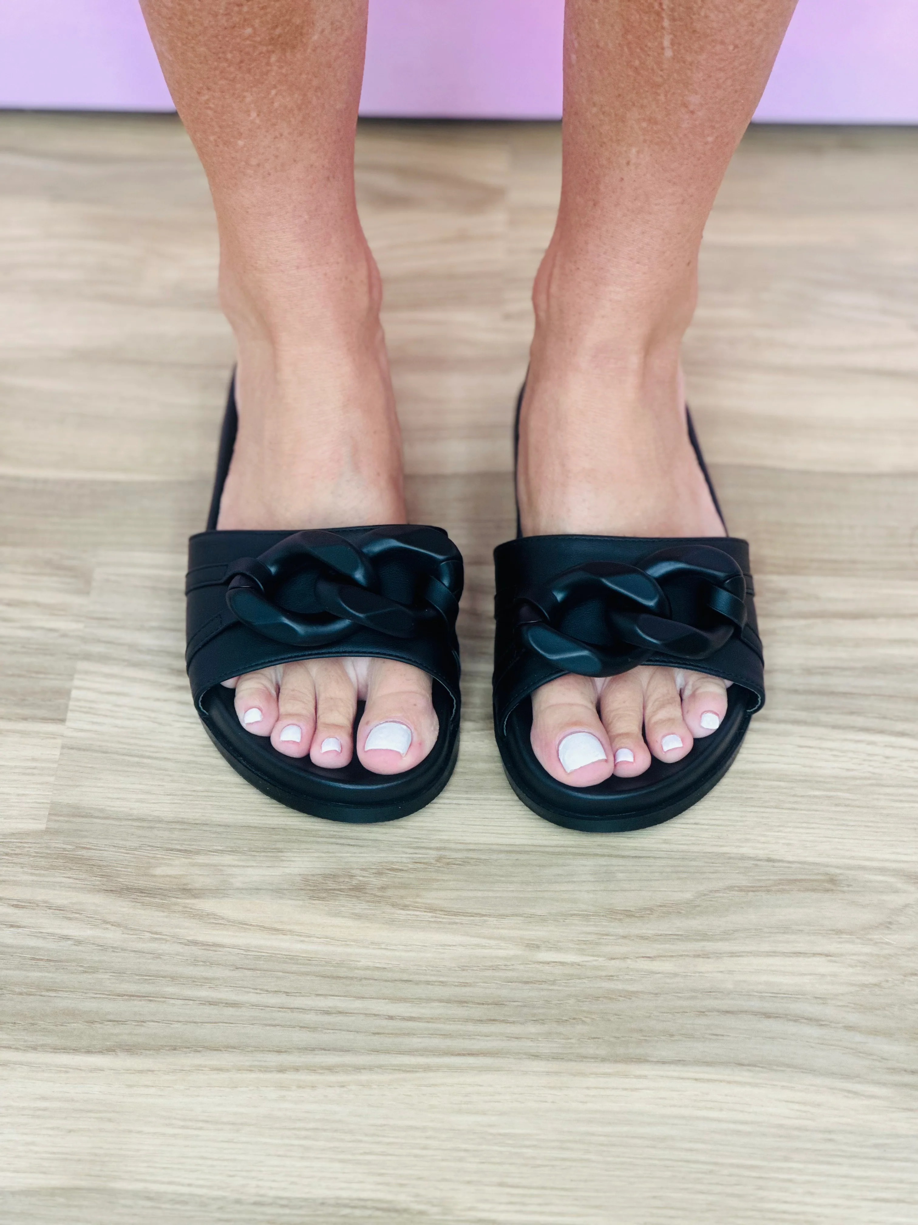 CASSIE SLIDE SANDAL-BLACK
