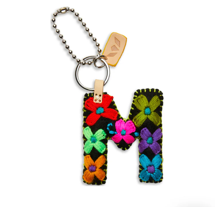 BLACK FELT INITIAL KEYCHAIN