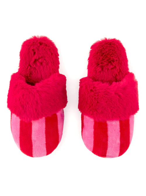 FELICITY STRIPE SLIPPERS-RED