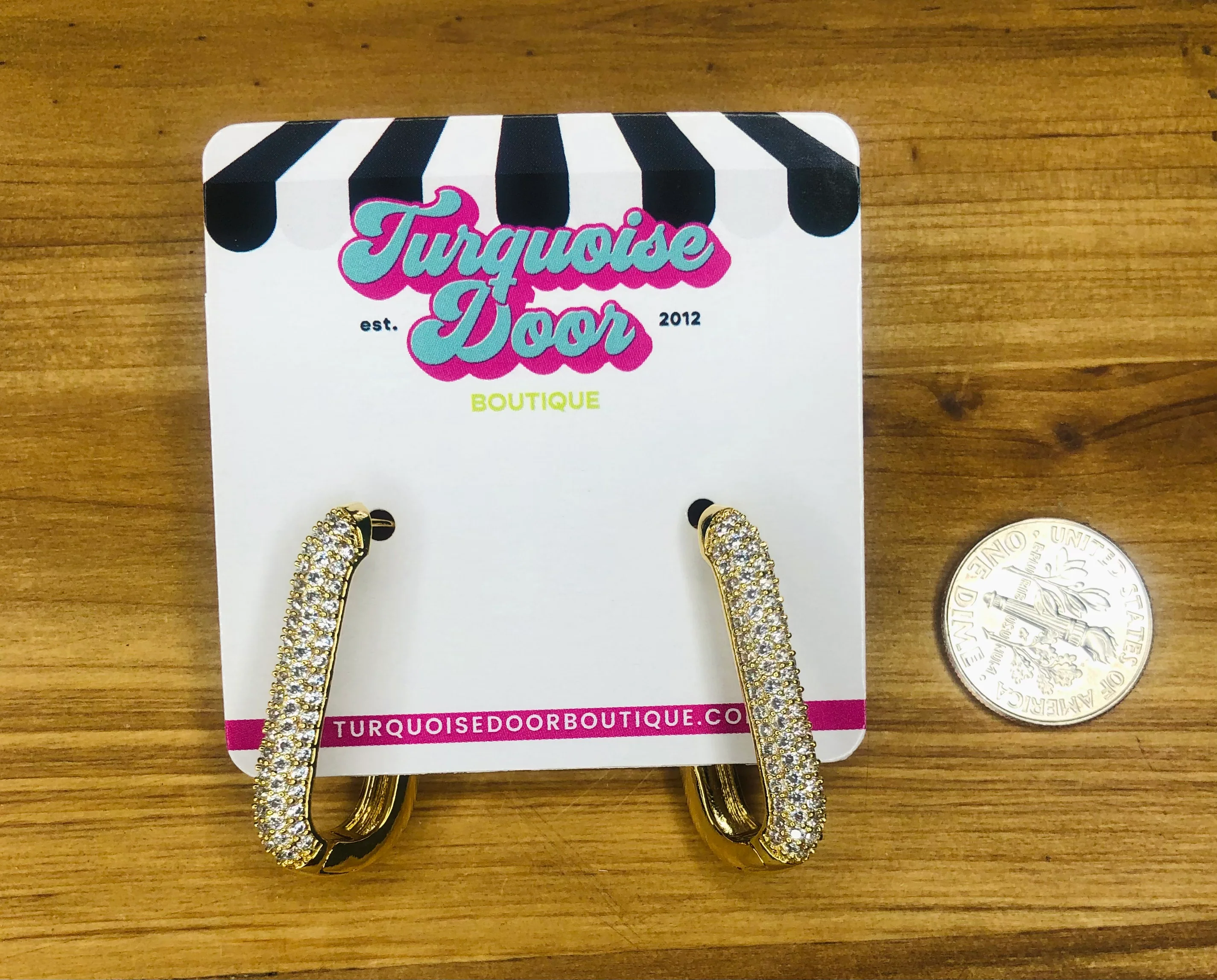 ALI ELONGATED HOOP-GOLD,CLEAR