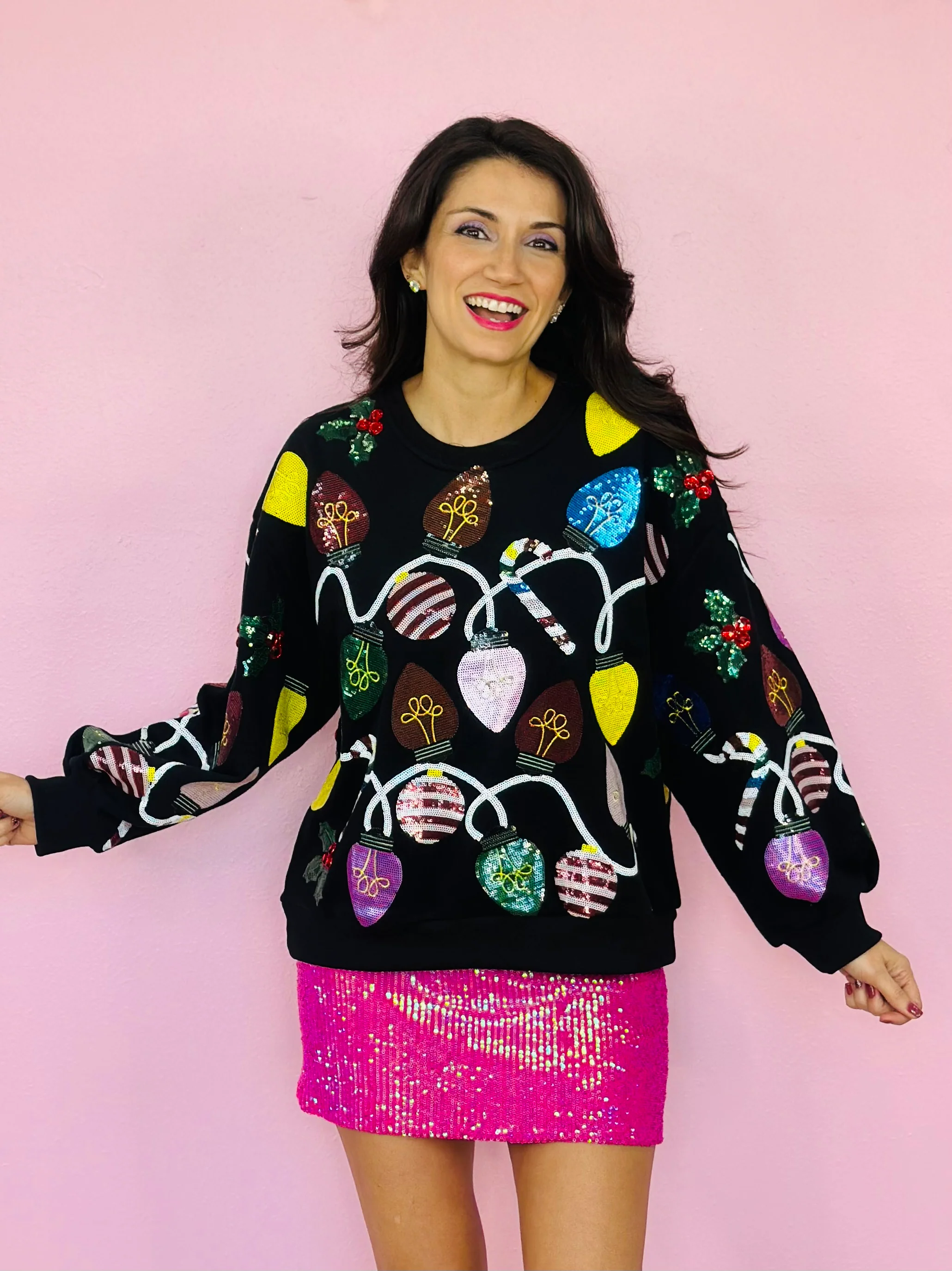 BLACK CHRISTMAS LIGHTS SWEATSHIRT