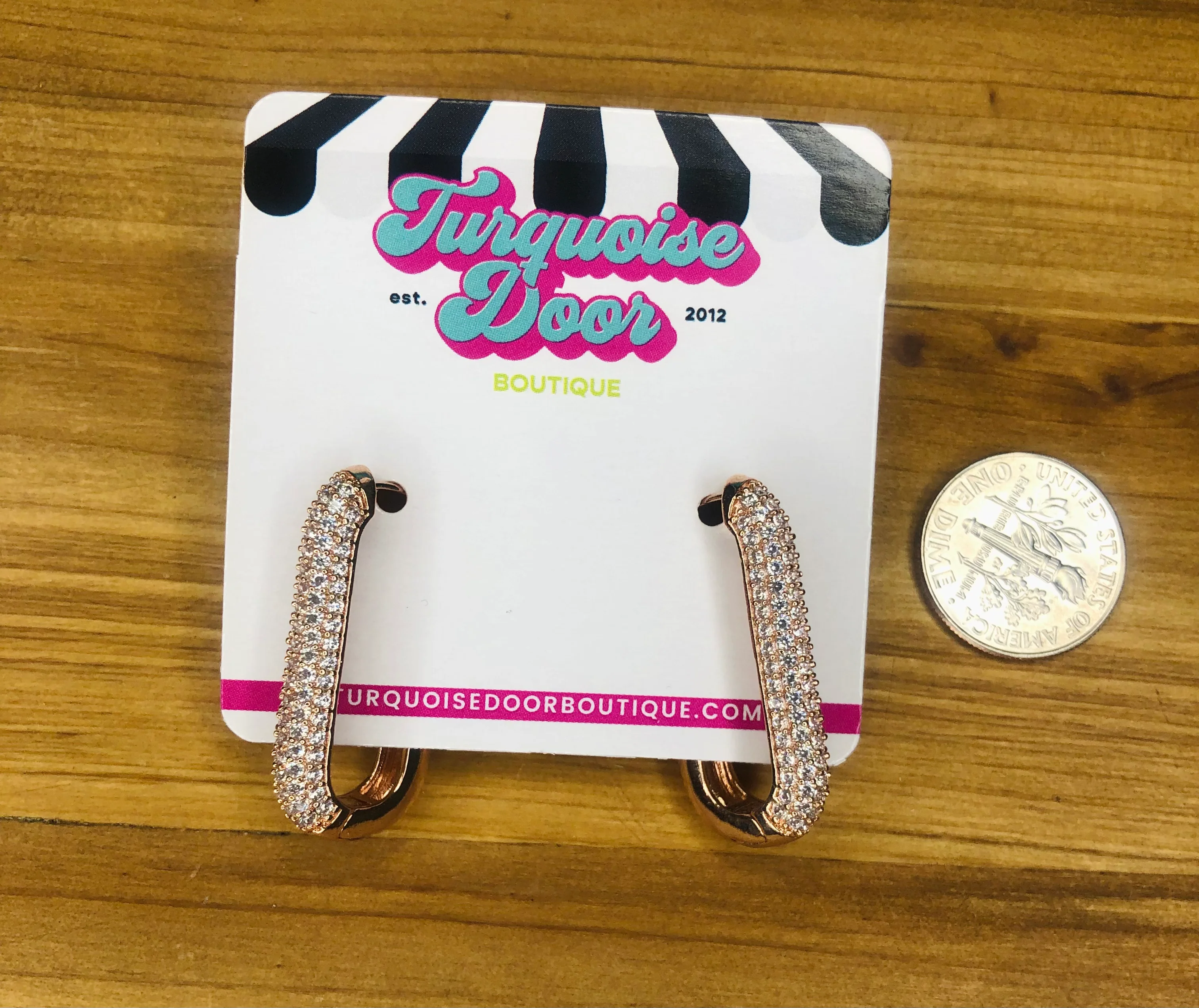 ALI ELONGATED HOOP-ROSE GOLD,CLEAR