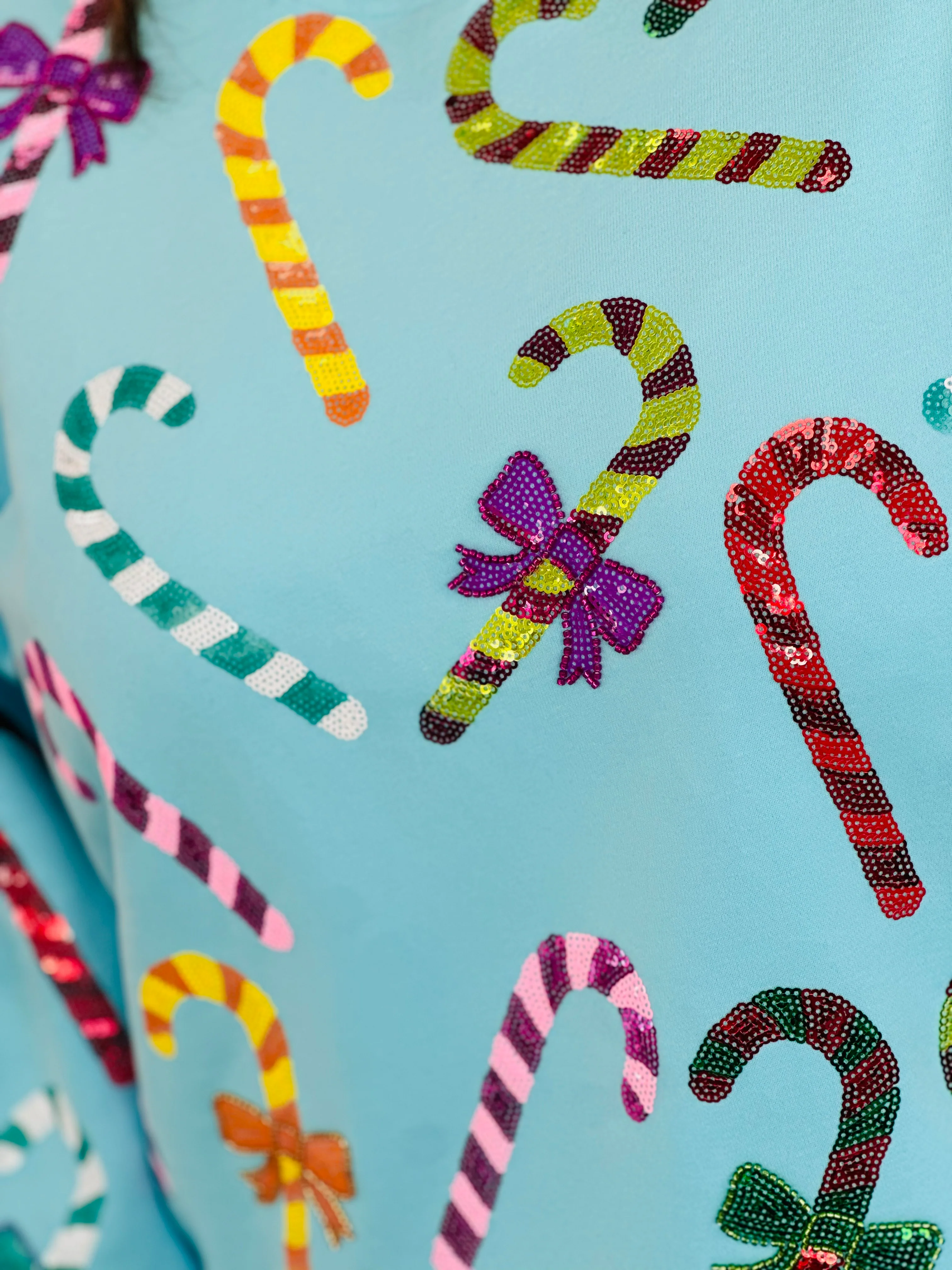 BRIGHT BLUE RAINBOW CANDY CANES SHORTS