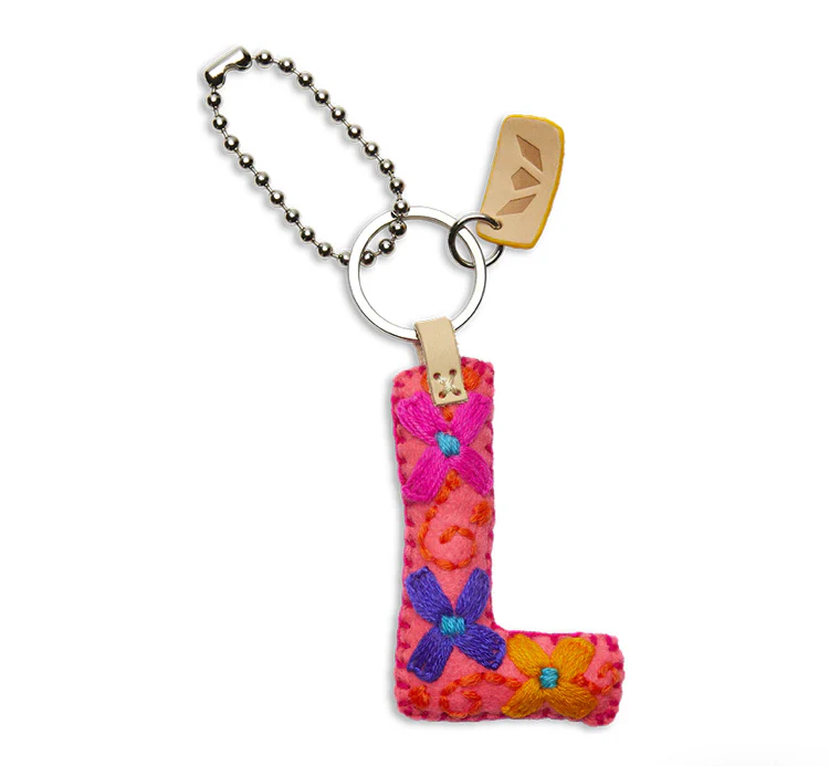 PINK FELT INITIAL KEYCHAIN