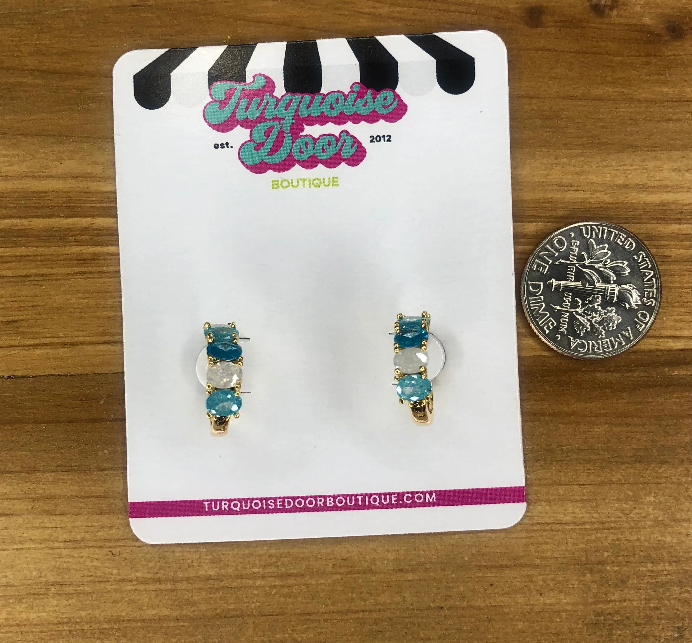 EMMA HUGGIE EARRINGS-AQUA