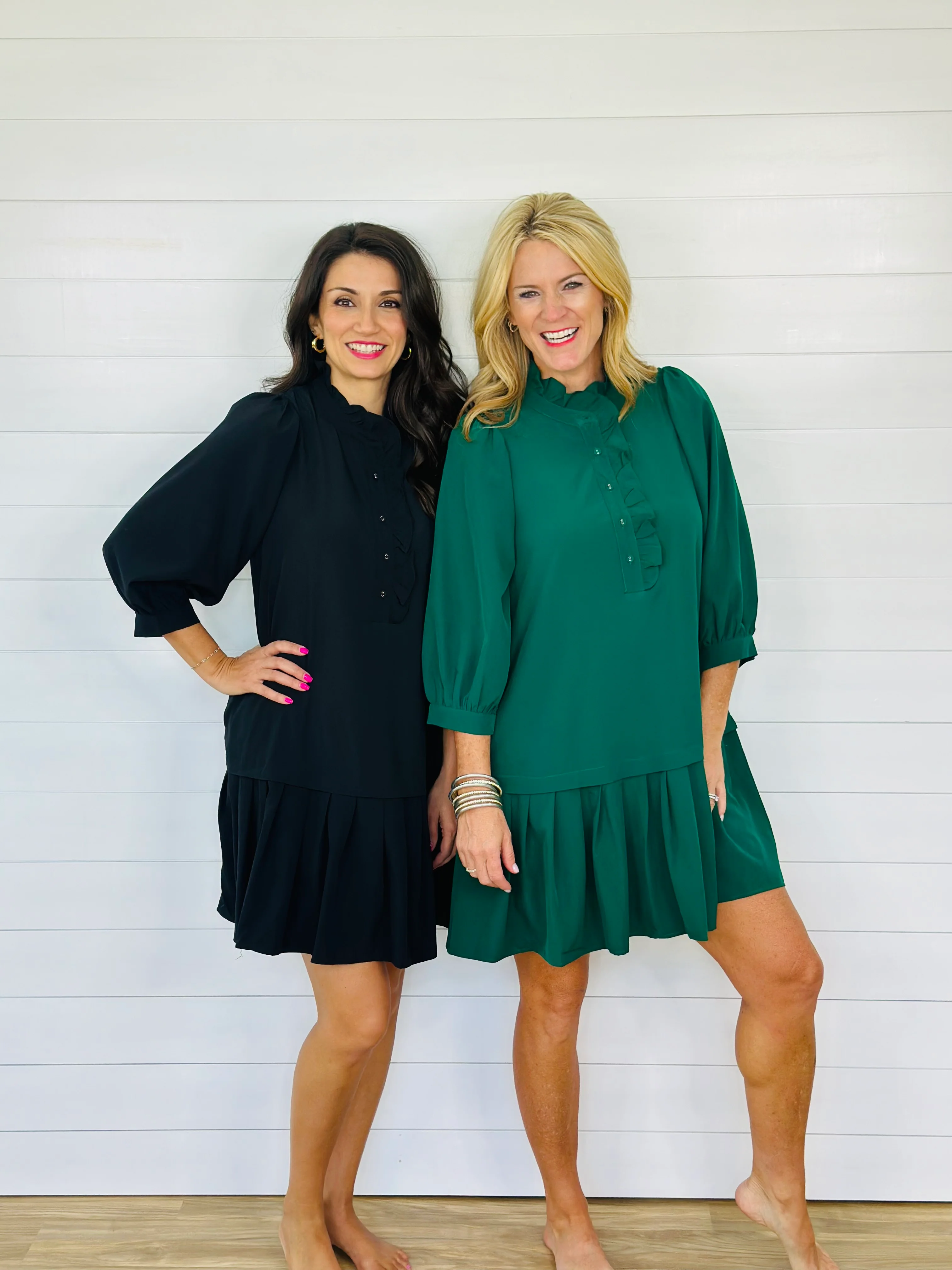 SWEET PLEAT DRESS-HUNTER GREEN