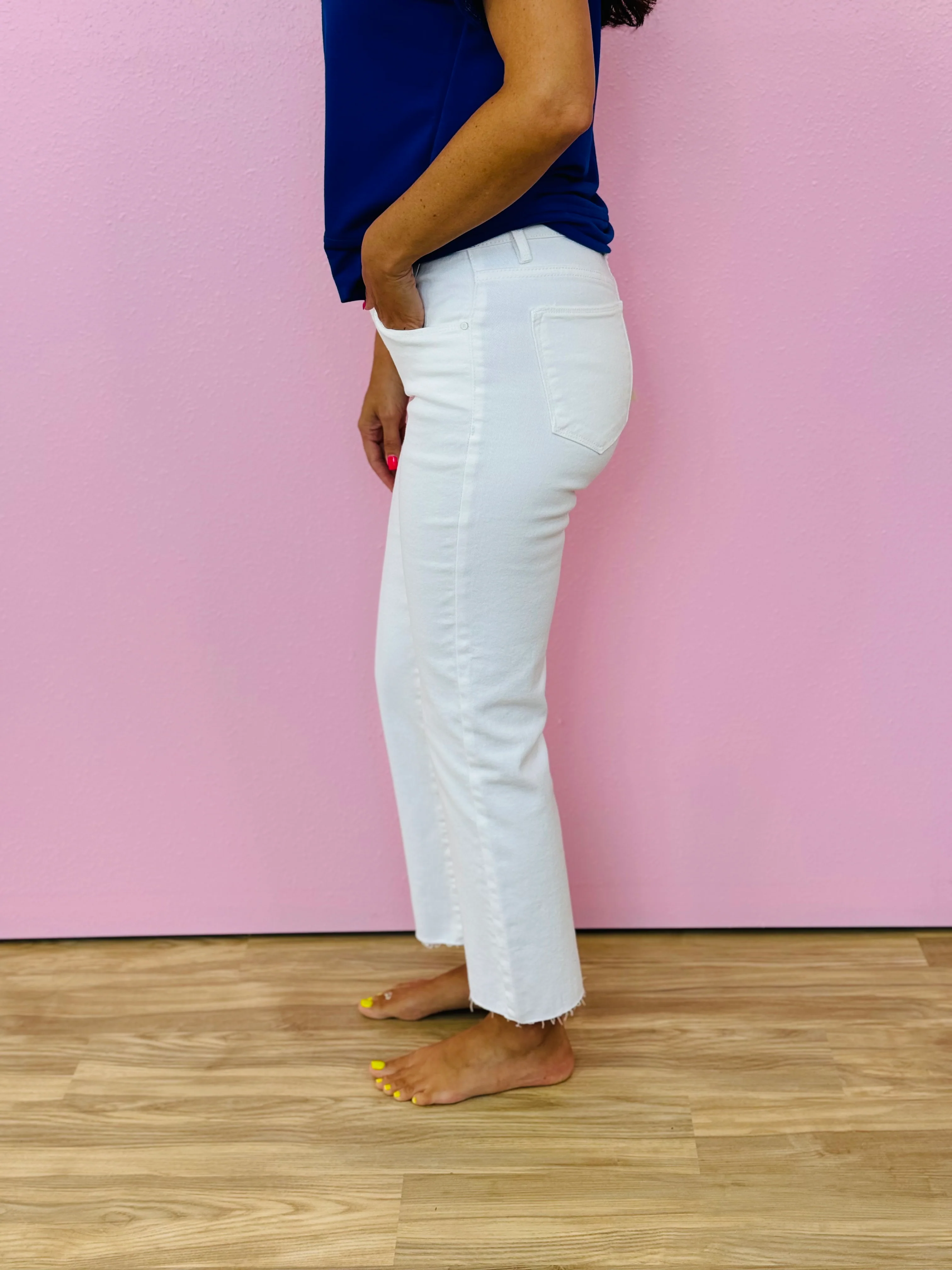 RISEN-WHITE STRAIGHT CROP JEANS