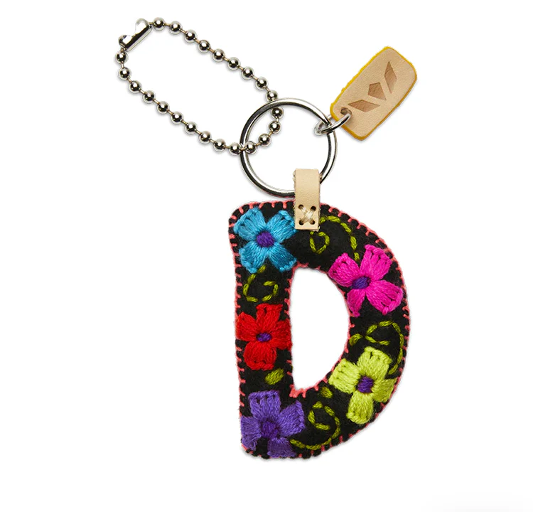 BLACK FELT INITIAL KEYCHAIN