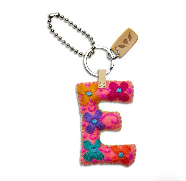PINK FELT INITIAL KEYCHAIN