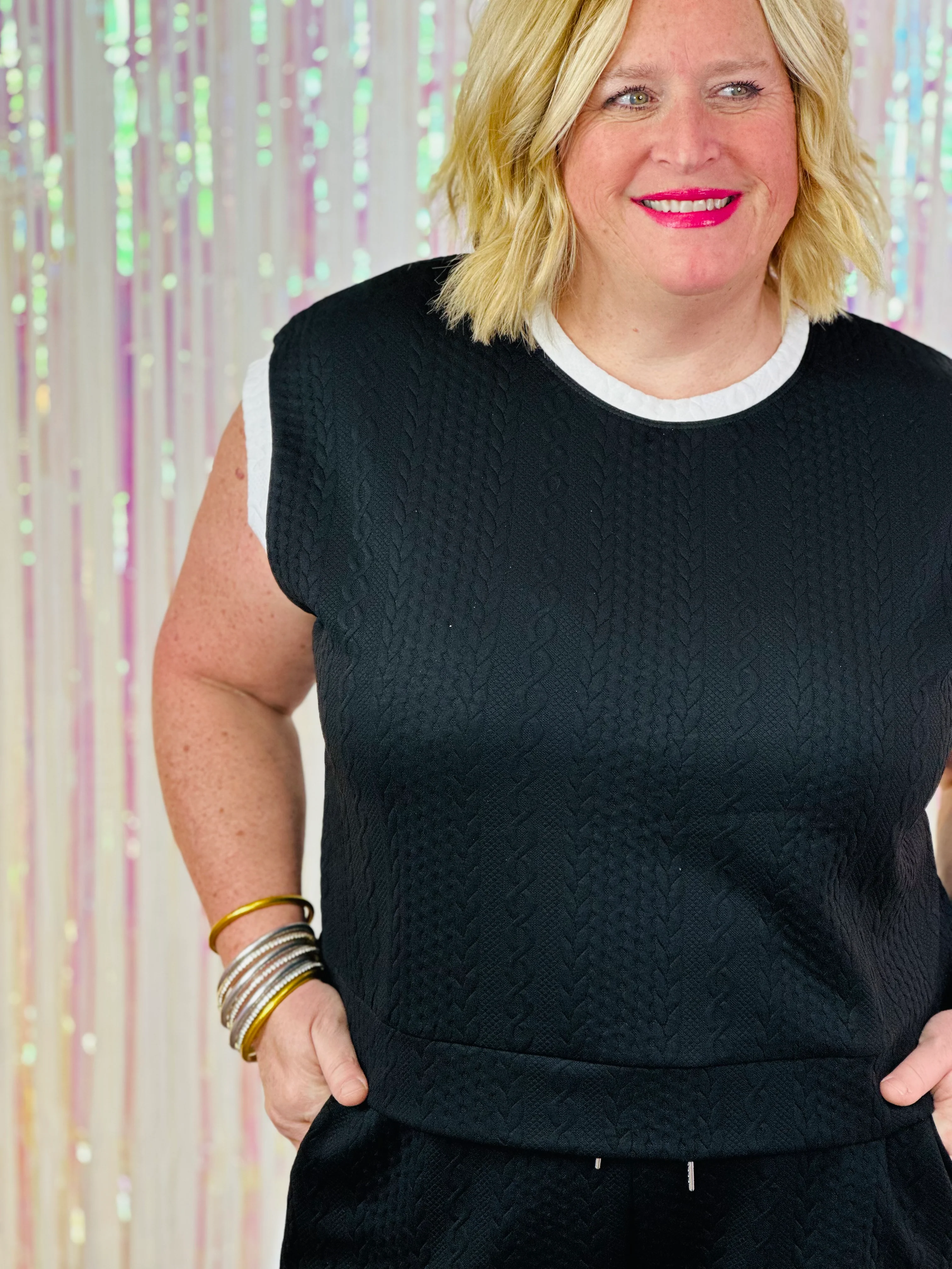 COURT TOP-BLACK/WHITE-PLUS