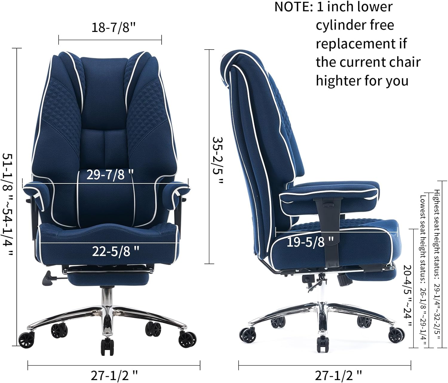 Large Tall Office Chair 400 lbs Wide Seat, Leather High Back Executive Office Chair with Footrest, Ergonomic Office Chair Lumbar Support to Relieve Lower Back Pain (Beige)
