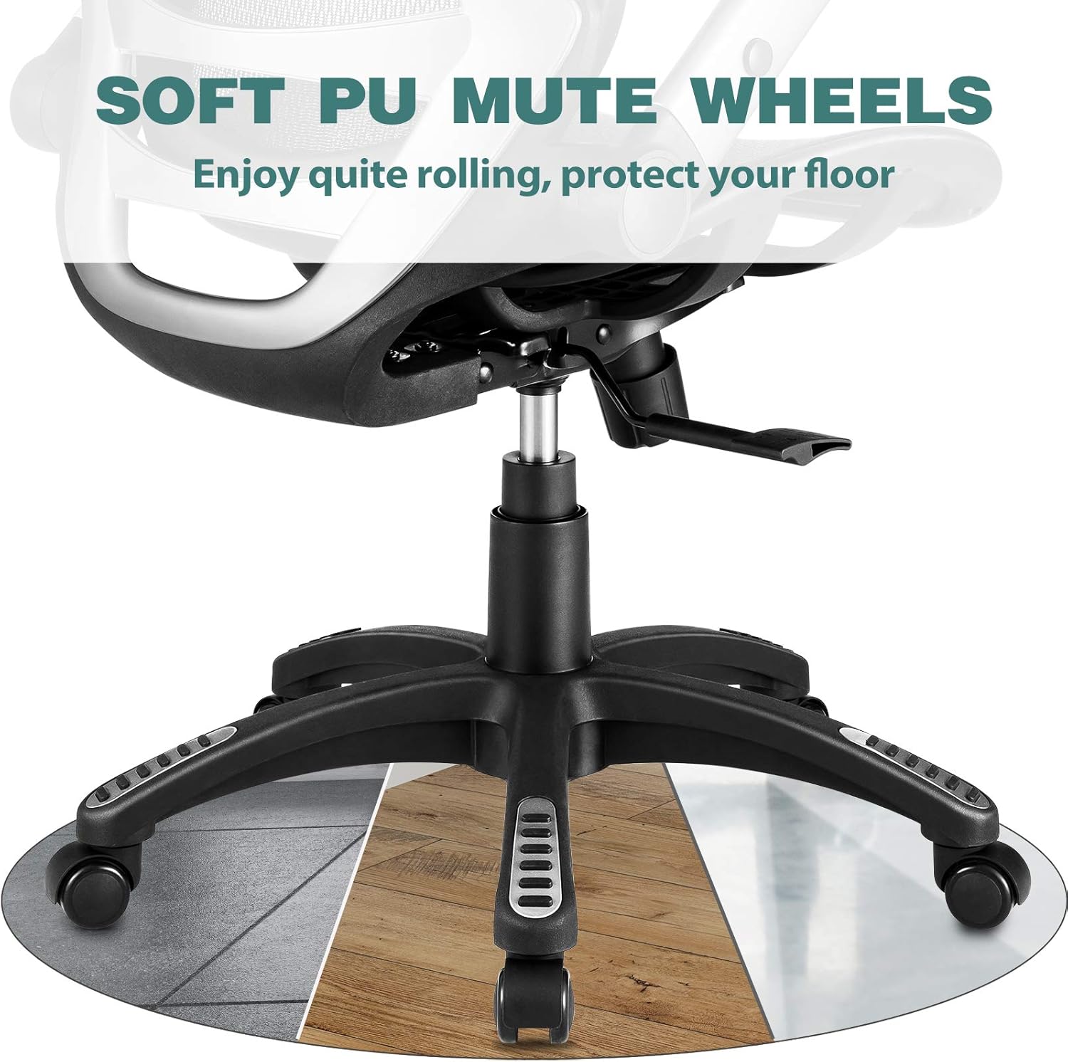 Ergonomic Mesh Office Chair, High Back Desk Chair - Adjustable Headrest with Flip-Up Arms, Tilt Function, Lumbar Support and PU Wheels, Swivel Computer Task Chair