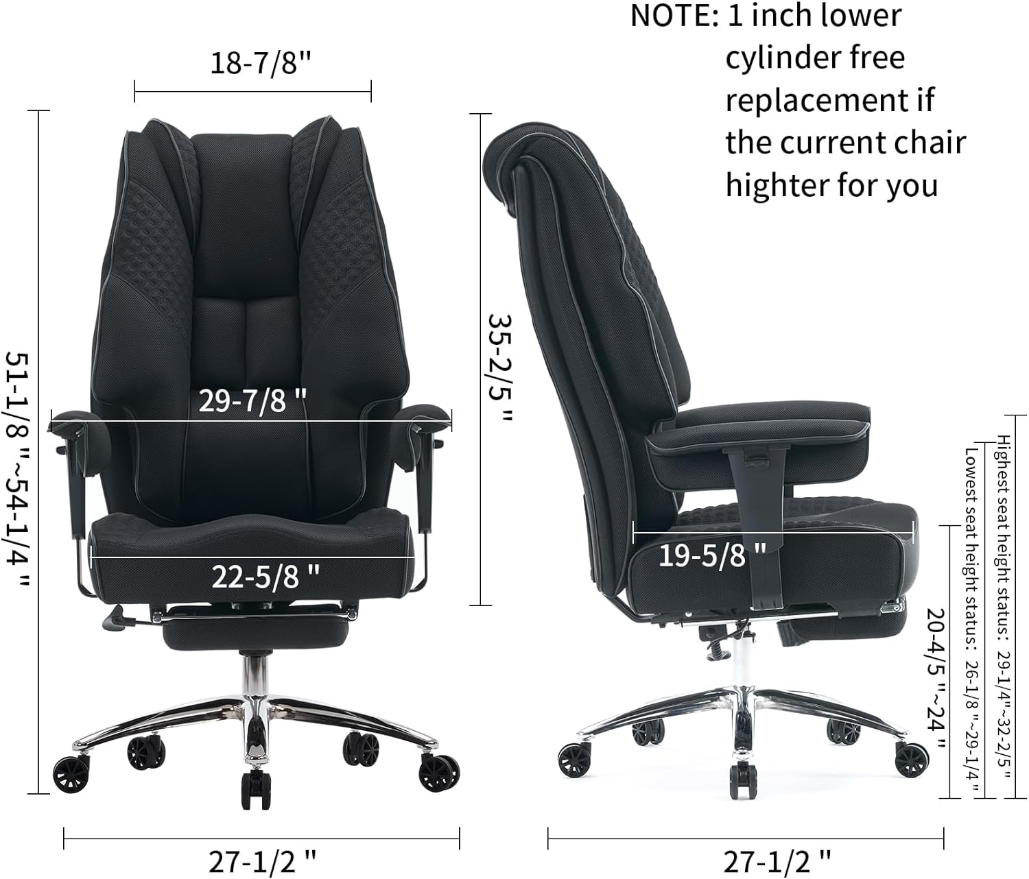 Large Tall Office Chair 400 lbs Wide Seat, Leather High Back Executive Office Chair with Footrest, Ergonomic Office Chair Lumbar Support to Relieve Lower Back Pain (Beige)