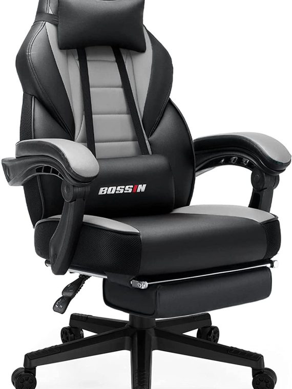 BOSSIN Gaming Chairs with Footrest, Big and Tall Gamer Chair with Headrest and Lumbar Support