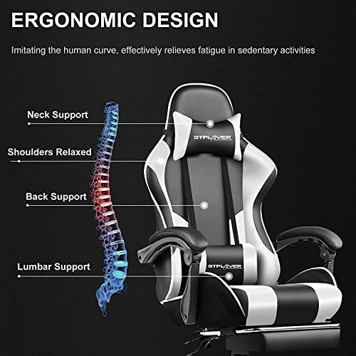 GTPLAYER Gaming Chair, Computer Chair with Footrest and Lumbar Support, Height Adjustable