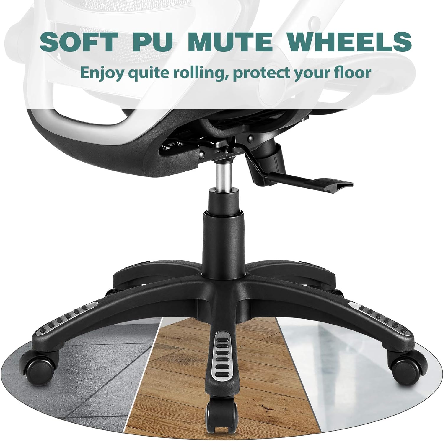 Ergonomic Mesh Office Chair, High Back Desk Chair - Adjustable Headrest with Flip Arm, Tilt Function, Lumbar Support and PU Wheels, Swivel Computer Work Chair