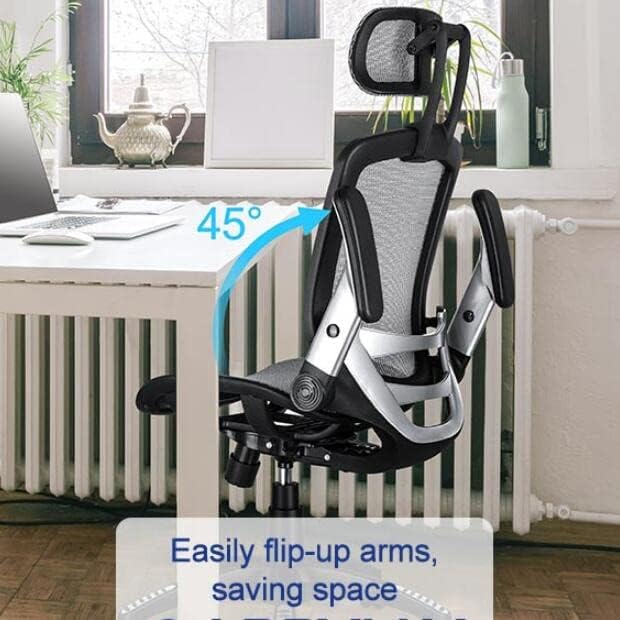 Ergonomic Mesh Office Chair, High Back Desk Chair - Adjustable Headrest with Flip Arm, Tilt Function, Lumbar Support and PU Wheels, Swivel Computer Work Chair