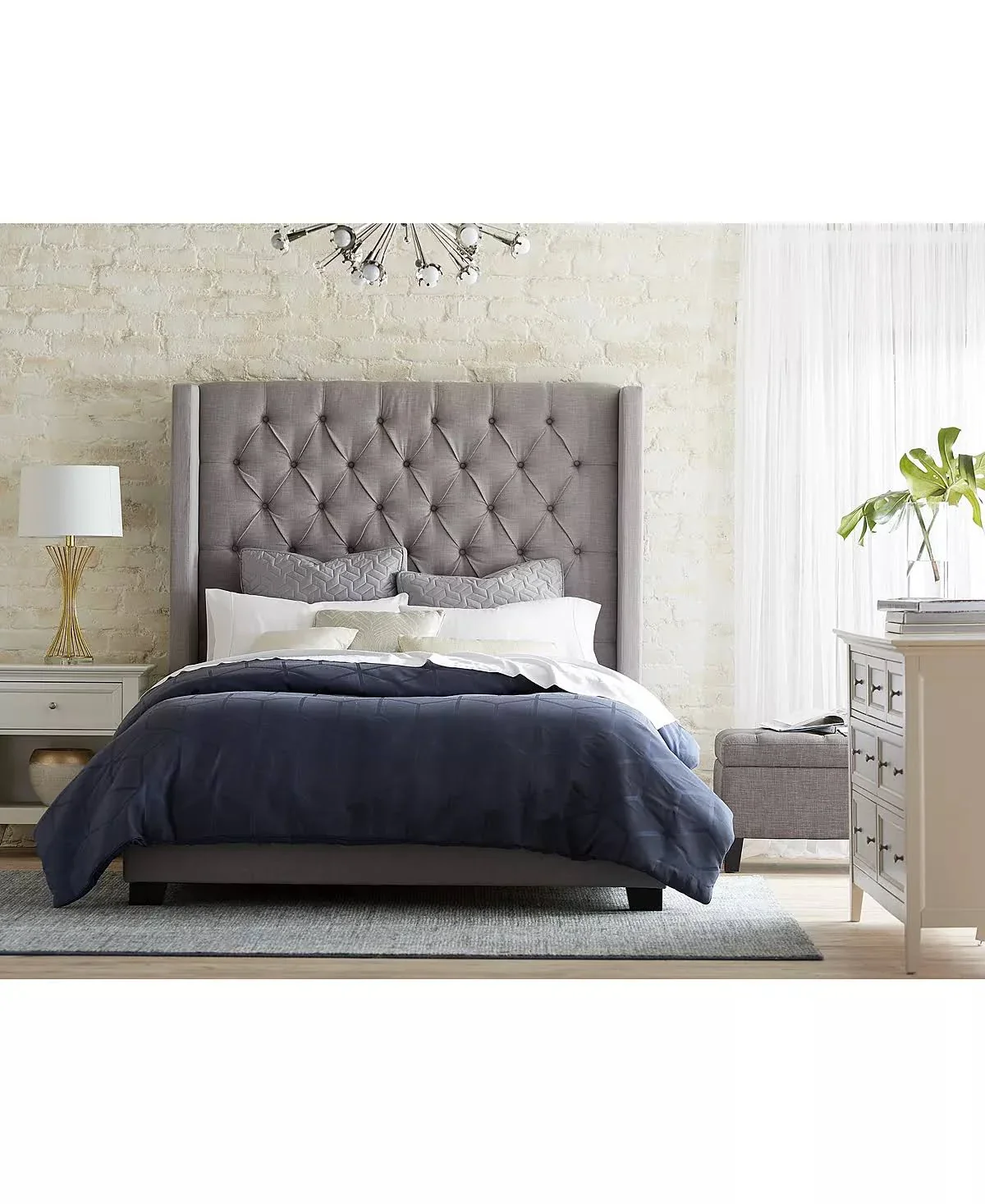 Monroe II Upholstered King Bed, Created for Macy's - Grey