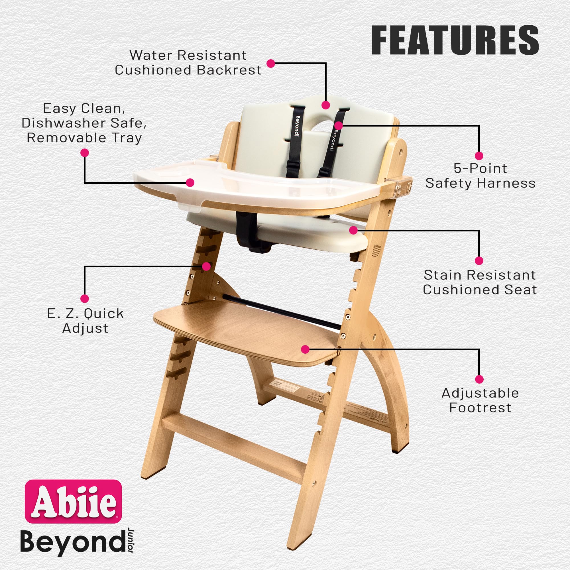 Abiie 3-in-1 Convertible Wooden High Chair for Babies & Toddlers