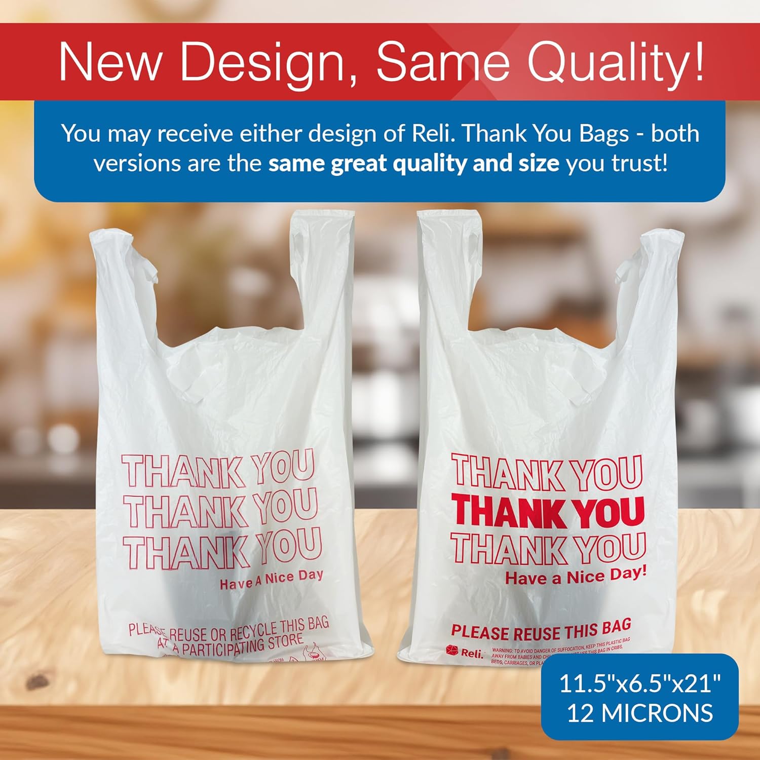 Plastic Bags Thank You (1050 Count) | White Grocery Bags, Plastic Shopping Bags with Handles