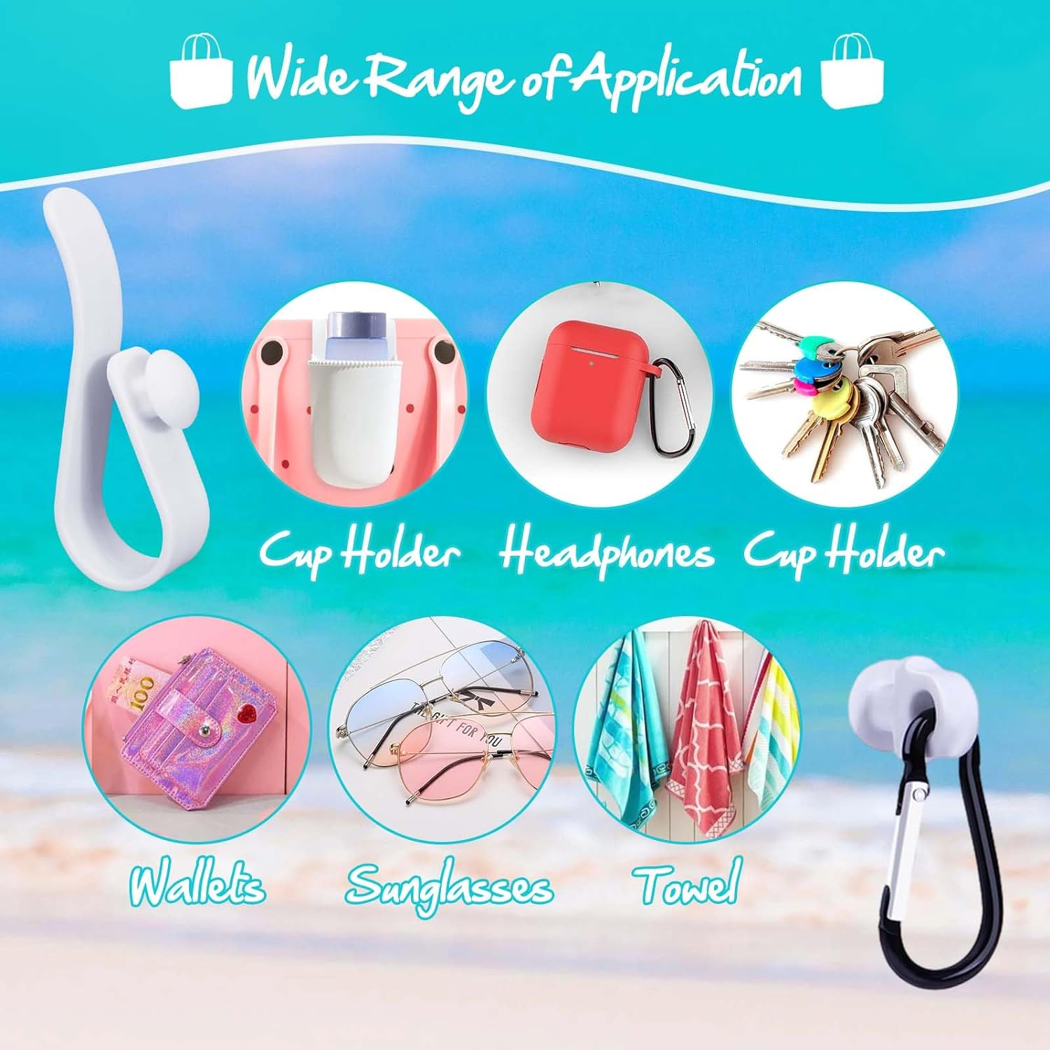 6Pcs Inserts Hooks Accessories for Beach Tote Bag