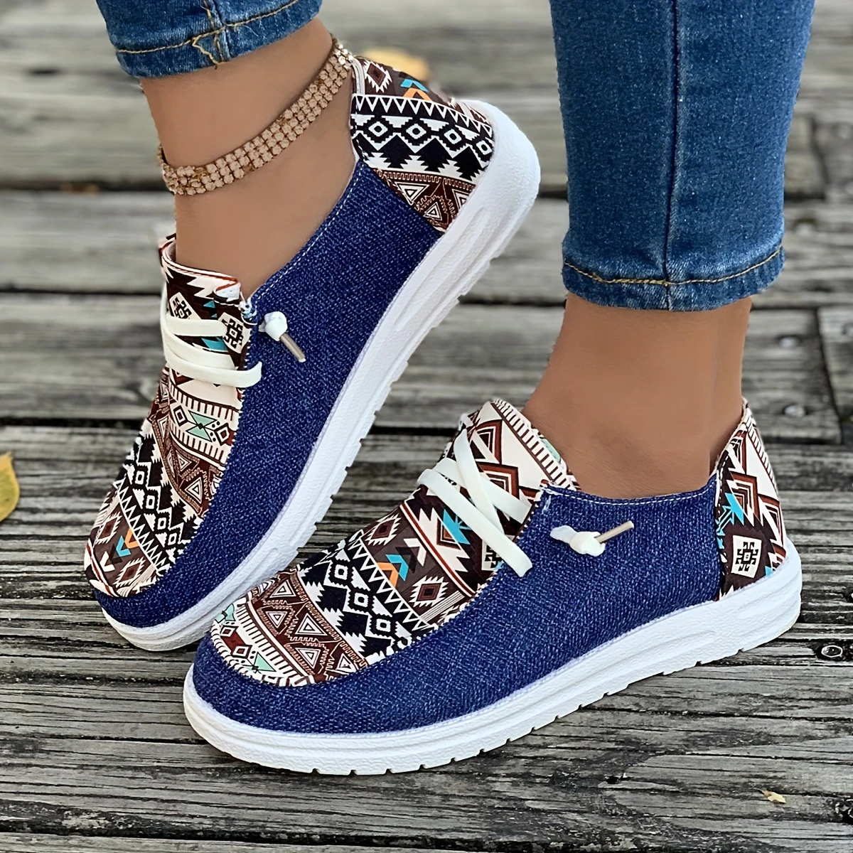 💝Summer Sale 75% OFF⭐ Women Print Shoes Denim Canvas Casual Comfortable