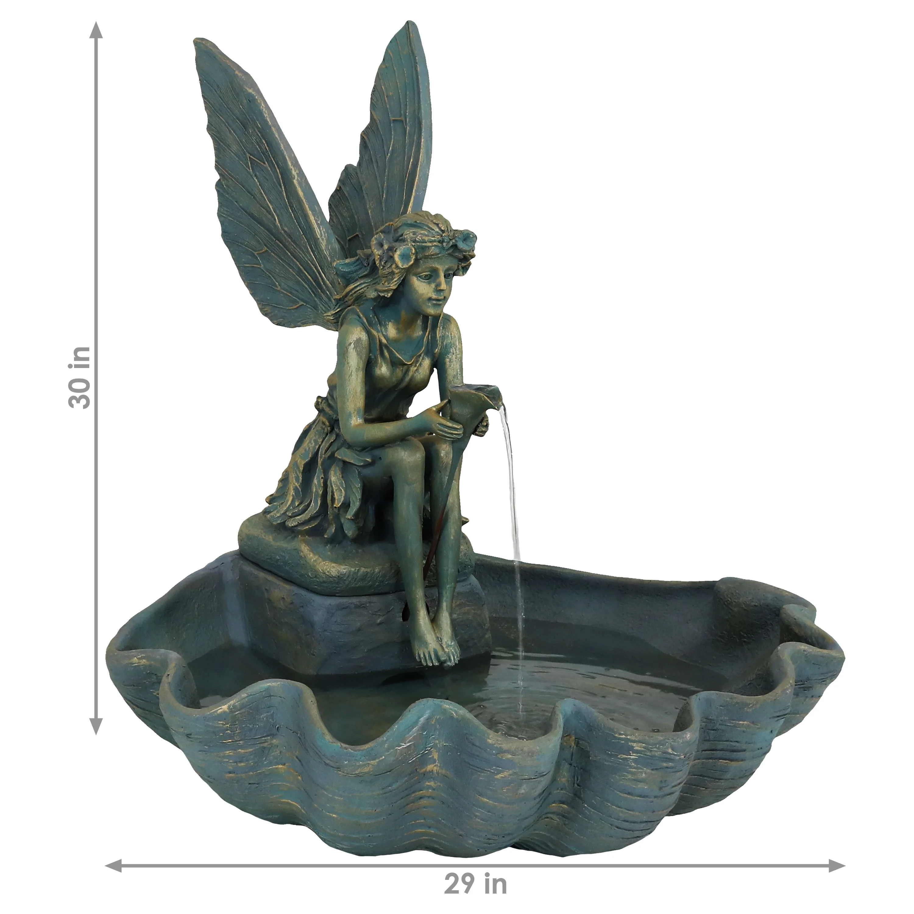 Sunnydaze Fairy Shell Outdoor Water Fountain - 30