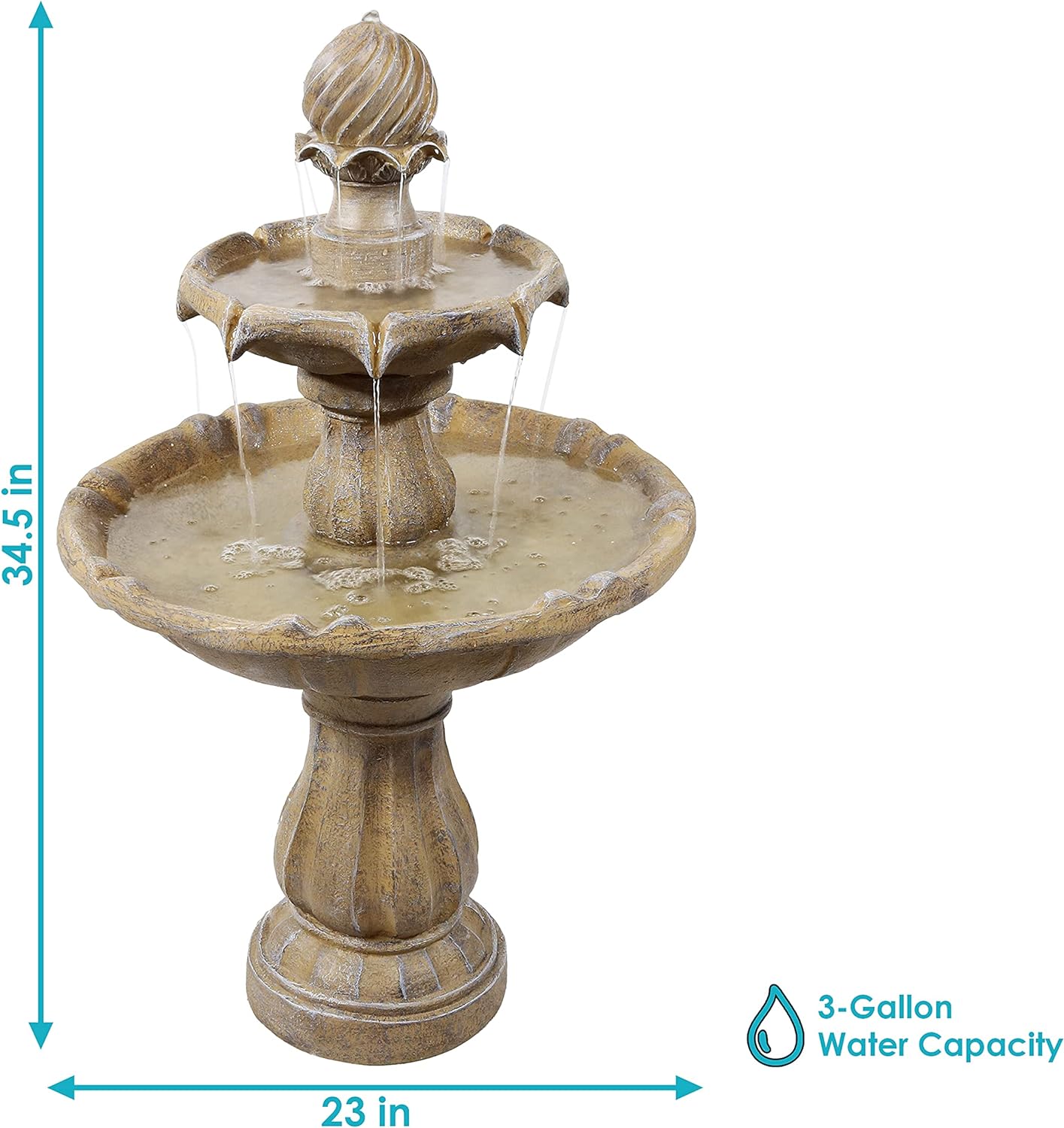 35-Inch 2-Tier Solar Water Fountain Outdoor